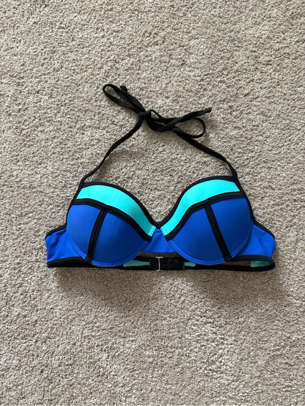 Xhilaration Colorblock Neoprene Style Halter Bikini Top Size L